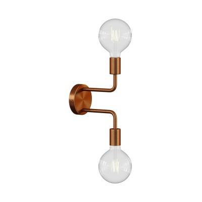 Fermaluce Metal, metal wall light with double bent extension - Brushed copper