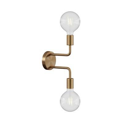 Fermaluce Metal, metal wall light with double bent extension - Brushed bronze