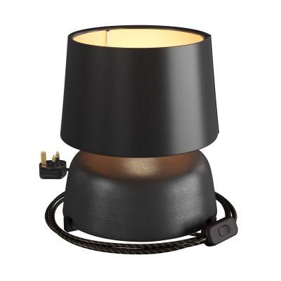 Coppa ceramic table lamp with Athena shade, complete with textile cable, switch and UK plug - Blackboard - Black