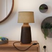 Bottiglia ceramic table lamp with Athena lampshade, complete with textile cable, switch and UK plug