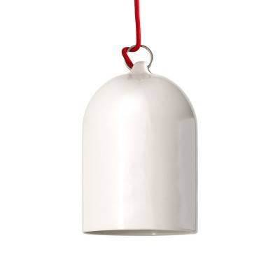 Mini Bell XS ceramic lampshade for suspension - Made in Italy - Glossy white