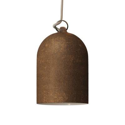 Mini Bell XS ceramic lampshade for suspension - Made in Italy - Corten effect - White