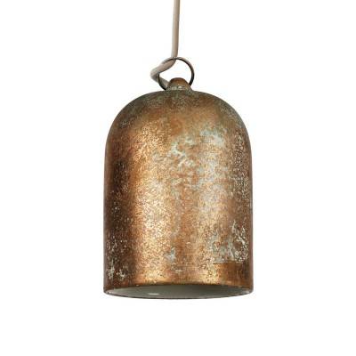 Mini Bell XS ceramic lampshade for suspension - Made in Italy - Copper green effect - White