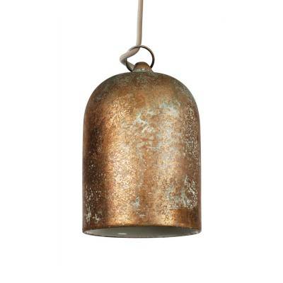 Pendant lamp with textile cable and lampshade Mini Bell XS ceramic shade - Made in Italy