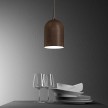 Pendant lamp with textile cable and lampshade Mini Bell XS ceramic shade - Made in Italy