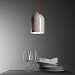 Pendant lamp with textile cable and lampshade Mini Bell XS ceramic shade - Made in Italy