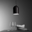 Pendant lamp with textile cable and lampshade Mini Bell XS ceramic shade - Made in Italy