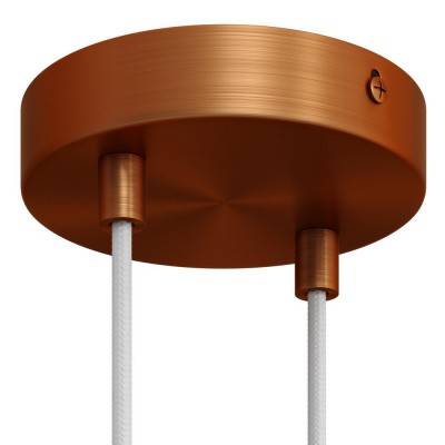 Cylindrical metal 2-hole ceiling rose kit - Brushed copper