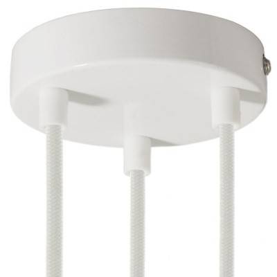 Cylindrical metal 3-hole ceiling rose kit - Glossy white