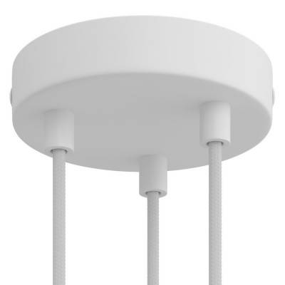 Cylindrical metal 3-hole ceiling rose kit - Matt White