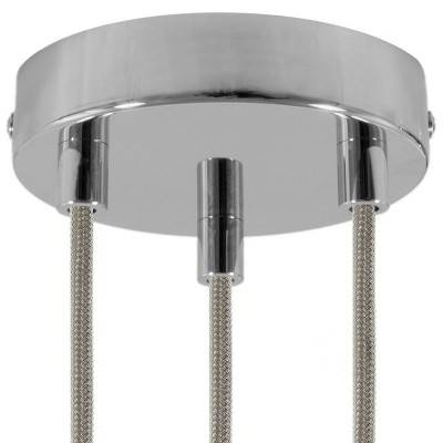 Cylindrical metal 3-hole ceiling rose kit - Chrome