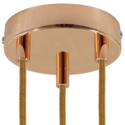 Cylindrical metal 3-hole ceiling rose kit - Copper