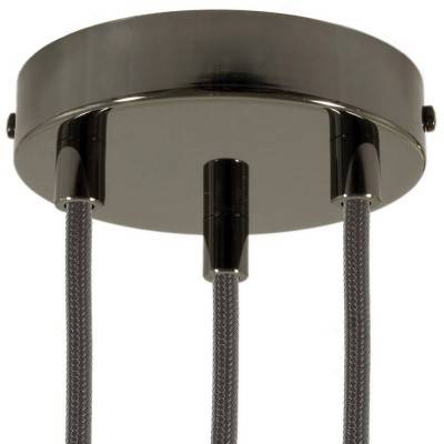 Cylindrical metal 3-hole ceiling rose kit - Black pearl