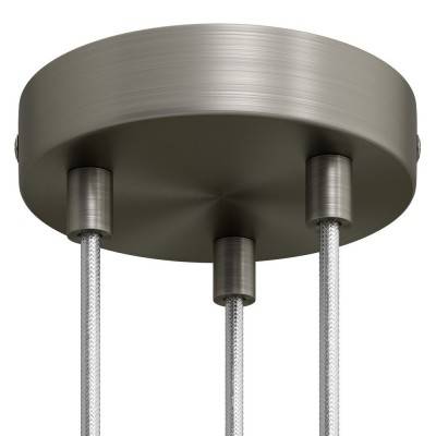 Cylindrical metal 3-hole ceiling rose kit - Brushed titanium