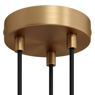 Cylindrical metal 3-hole ceiling rose kit - Brushed bronze