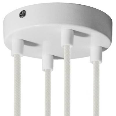 Cylindrical metal 4-hole ceiling rose kit - Glossy white