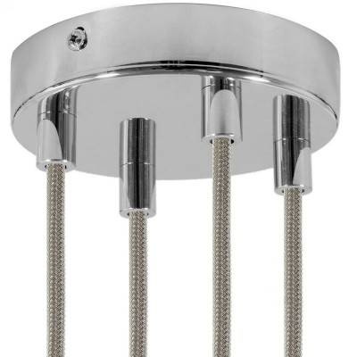 Cylindrical metal 4-hole ceiling rose kit - Chrome