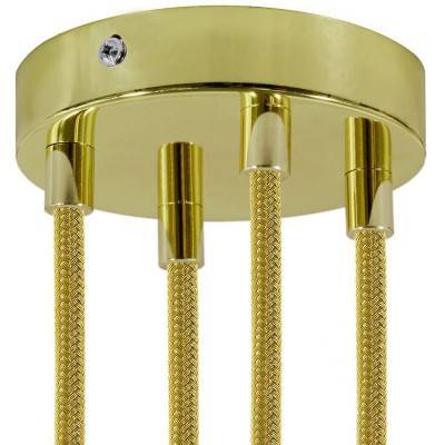 Cylindrical metal 4-hole ceiling rose kit - Brass