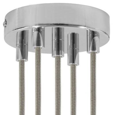 Cylindrical metal 5-hole ceiling rose kit - Chrome