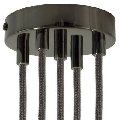 Cylindrical metal 5-hole ceiling rose kit - Black pearl