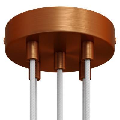 Cylindrical metal 5-hole ceiling rose kit - Brushed copper