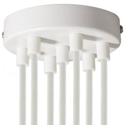 Cylindrical metal 7-hole ceiling rose kit - Glossy white