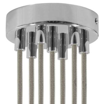 Cylindrical metal 7-hole ceiling rose kit - Chrome