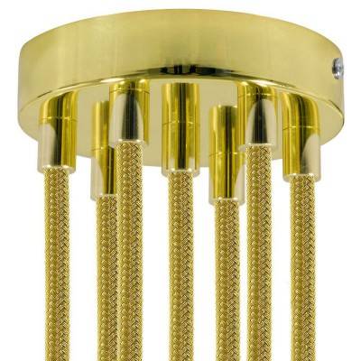 Cylindrical metal 7-hole ceiling rose kit - Brass