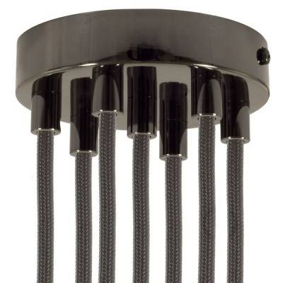 Cylindrical metal 7-hole ceiling rose kit - Black pearl