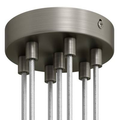 Cylindrical metal 7-hole ceiling rose kit - Brushed titanium