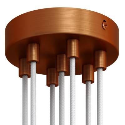 Cylindrical metal 7-hole ceiling rose kit - Brushed copper