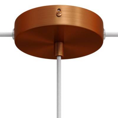 Cylindrical metal 1 central hole + 2 side holes ceiling rose kit - Brushed copper