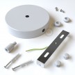 Cylindrical metal 1 central hole + 2 side holes ceiling rose kit