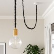 Marlene twisted lighting cable covered in  hairy-effect  fabric Plain Black TP04