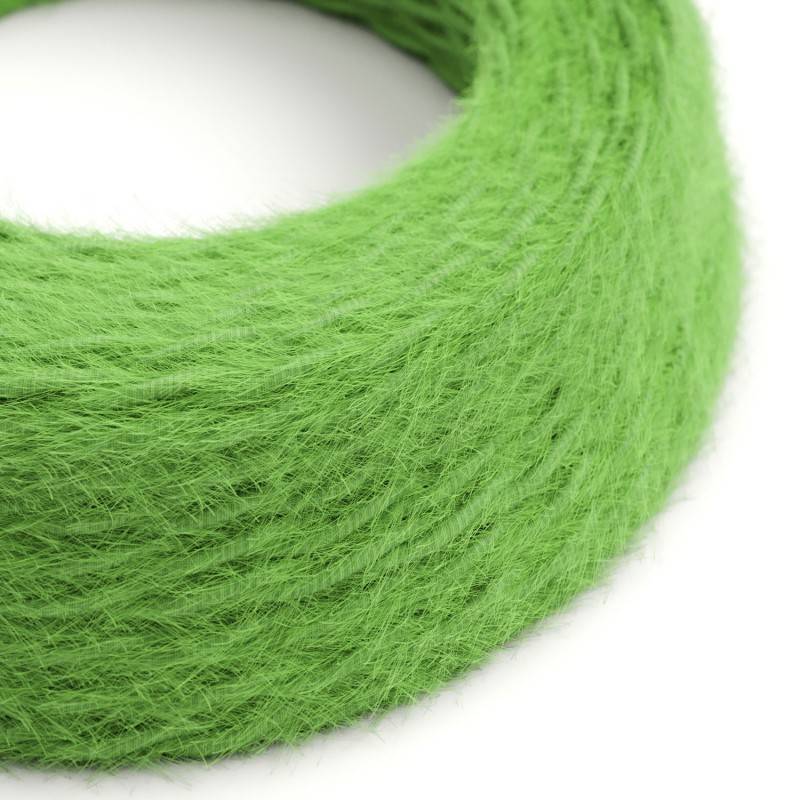 Marlene twisted lighting cable covered in  hairy-effect  fabric Plain Green TP06