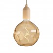 Pendant light Made in Italy complete with fabric cable and wood finishing