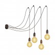 Spider - multiple 4-fall pendant light Made in Italy complete with fabric cable and wood finishing