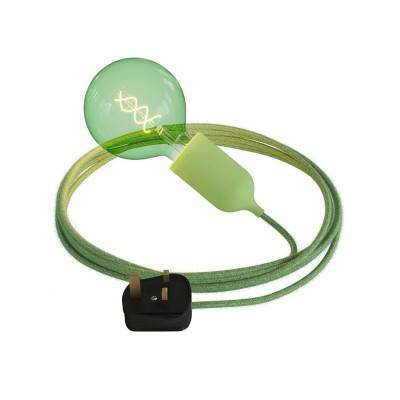 Eiva Snake Pastel, portable outdoor lamp, 5 m textile cable, UK plug and IP65 waterproof lamp holder - Soft green