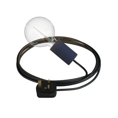 Eiva Snake Elegant, portable outdoor lamp, 5 m textile cable, UK plug and IP65 waterproof lamp holder - Carbon black