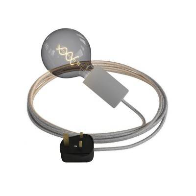 Eiva Snake Elegant, portable outdoor lamp, 5 m textile cable, UK plug and IP65 waterproof lamp holder - Glacier grey