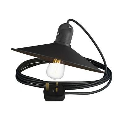 Eiva Snake with Swing shade, portable outdoor lamp, 5 m textile cable, UK plug and IP65 waterproof lamp holder - Black