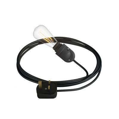 Eiva Snake, portable outdoor lamp, 5 m textile cable, UK plug and IP65 waterproof lamp holder - Black