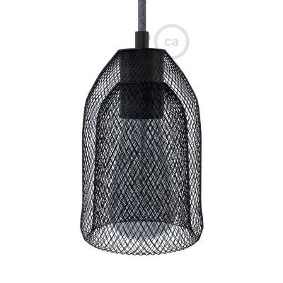 Naked light bulb cage metal lampshade Ghostbell with E27 lamp holder - Black