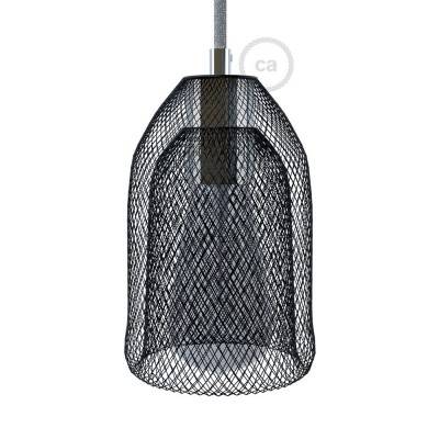 Naked light bulb cage metal lampshade Ghostbell with E27 lamp holder - Black - Chrome