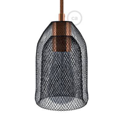 Naked light bulb cage metal lampshade Ghostbell with E27 lamp holder - Black - Copper