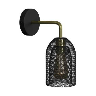 Fermaluce Metal wall light with Ghostbell lampshade and bent extension - Black - Brass