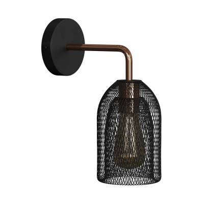 Fermaluce Metal wall light with Ghostbell lampshade and bent extension - Black - Copper