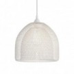 Pendant lamp with textile cable, Ghostbell XL cage lampshade and metal details - Made in Italy