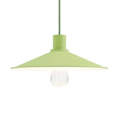 Pendant lighting Made in Italy complete with fabric cable, Swing Pastel lampshade with metal finishing - Soft green