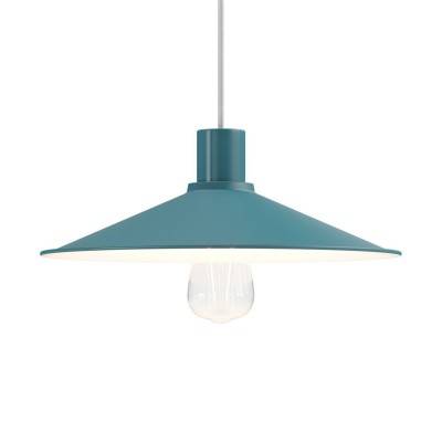 Pendant lighting Made in Italy complete with fabric cable, Swing Pastel lampshade with metal finishing - Petrol